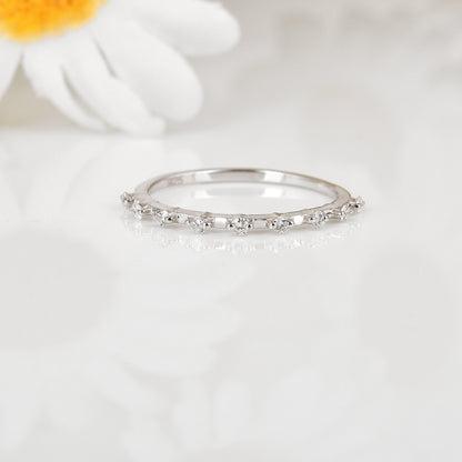 0.22 Ct Round White Lab  Diamond Sterling Silver Half Eternity Ring