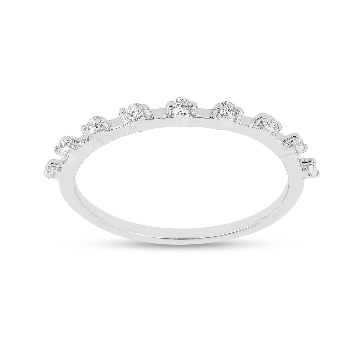 0.22 Ct Round White Lab  Diamond Sterling Silver Half Eternity Ring