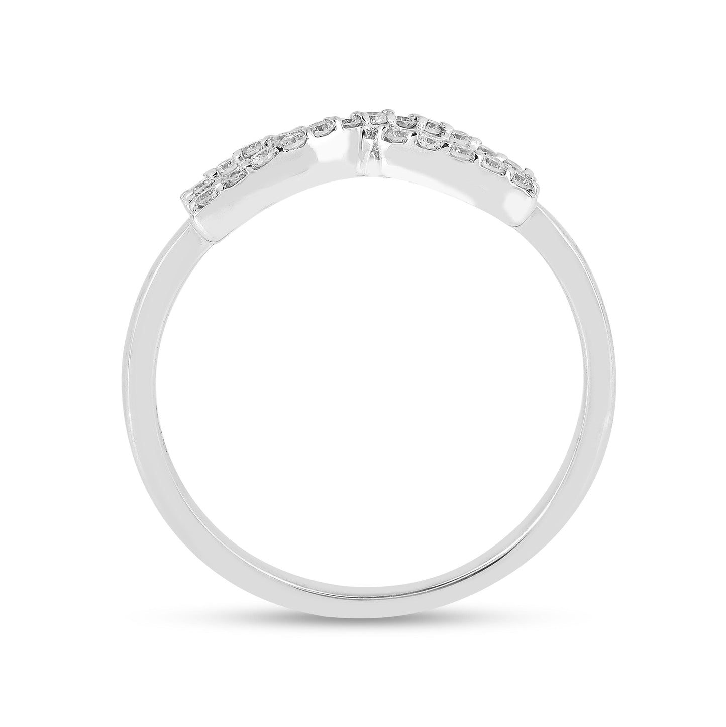 Round White Lab Diamond Pave Silver Infinity Criss Cross Ring