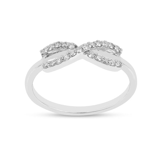 Round White Lab Diamond Pave Silver Infinity Criss Cross Ring