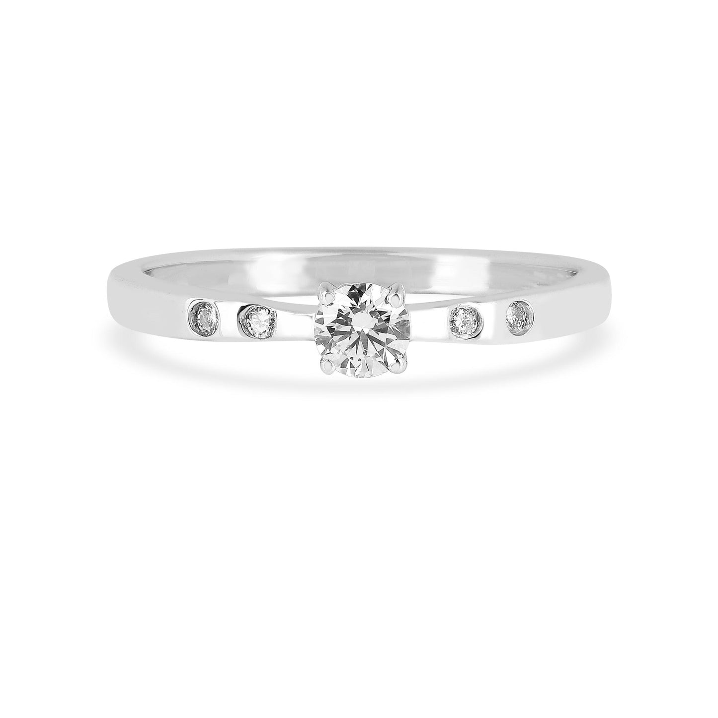 Round White Lab Diamond Prong Sterling Silver Solitaire Ring
