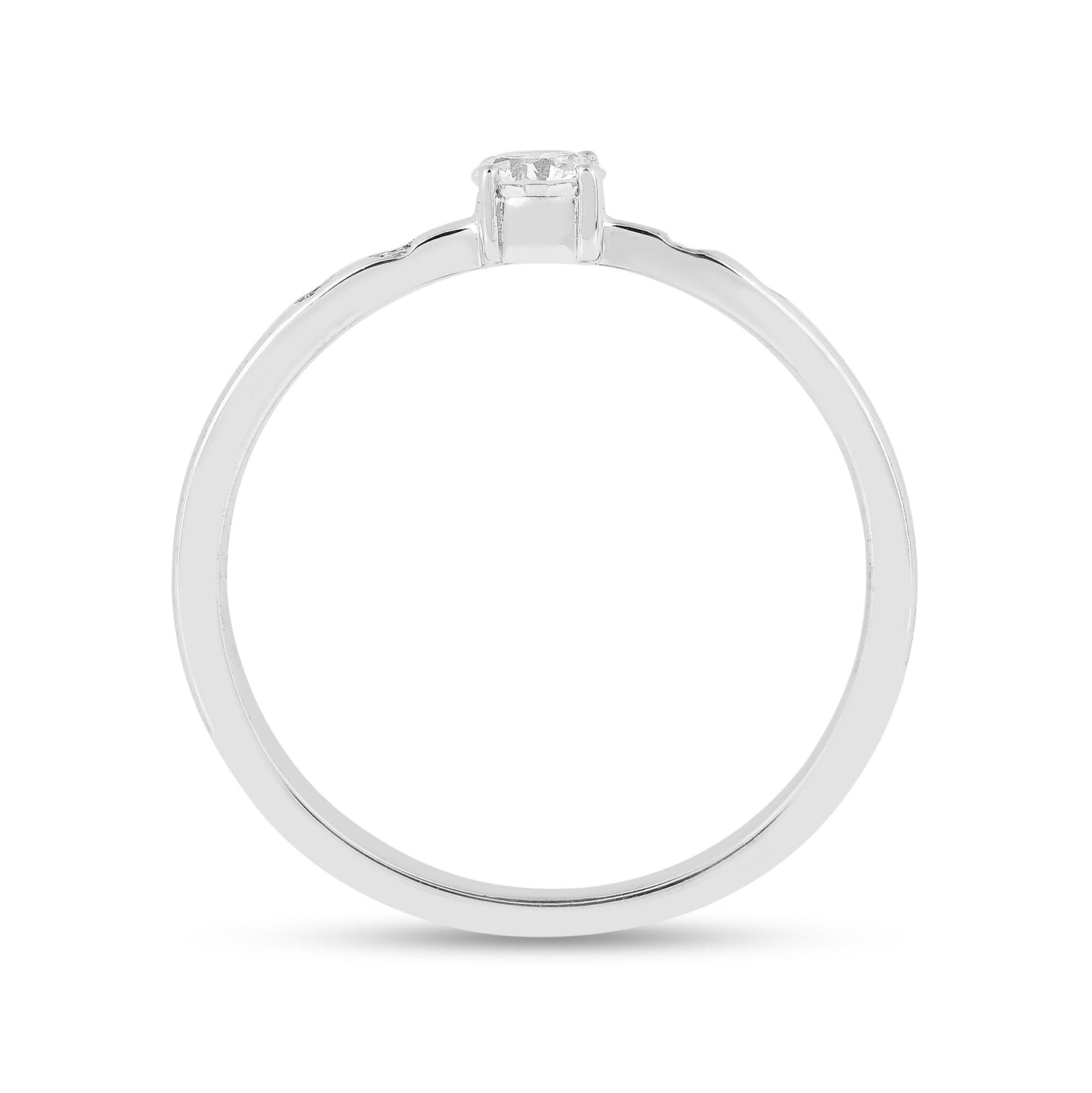 Round White Lab Diamond Prong Sterling Silver Solitaire Ring