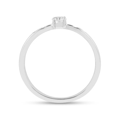 Round White Lab Diamond Prong Sterling Silver Solitaire Ring
