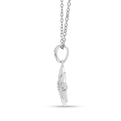 Lab Diamond Cluster Star Pendant Silver Necklace
