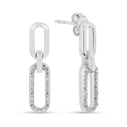 Lab  Diamond Open Rectangle Drop Earrings