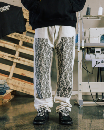 Commons Lace Hand Stitched Double Knee Pant White (r42)