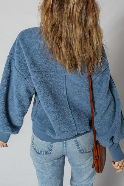 Threaded Pear Kinsley Fleece Exposed Seam Casual Sweatshirt