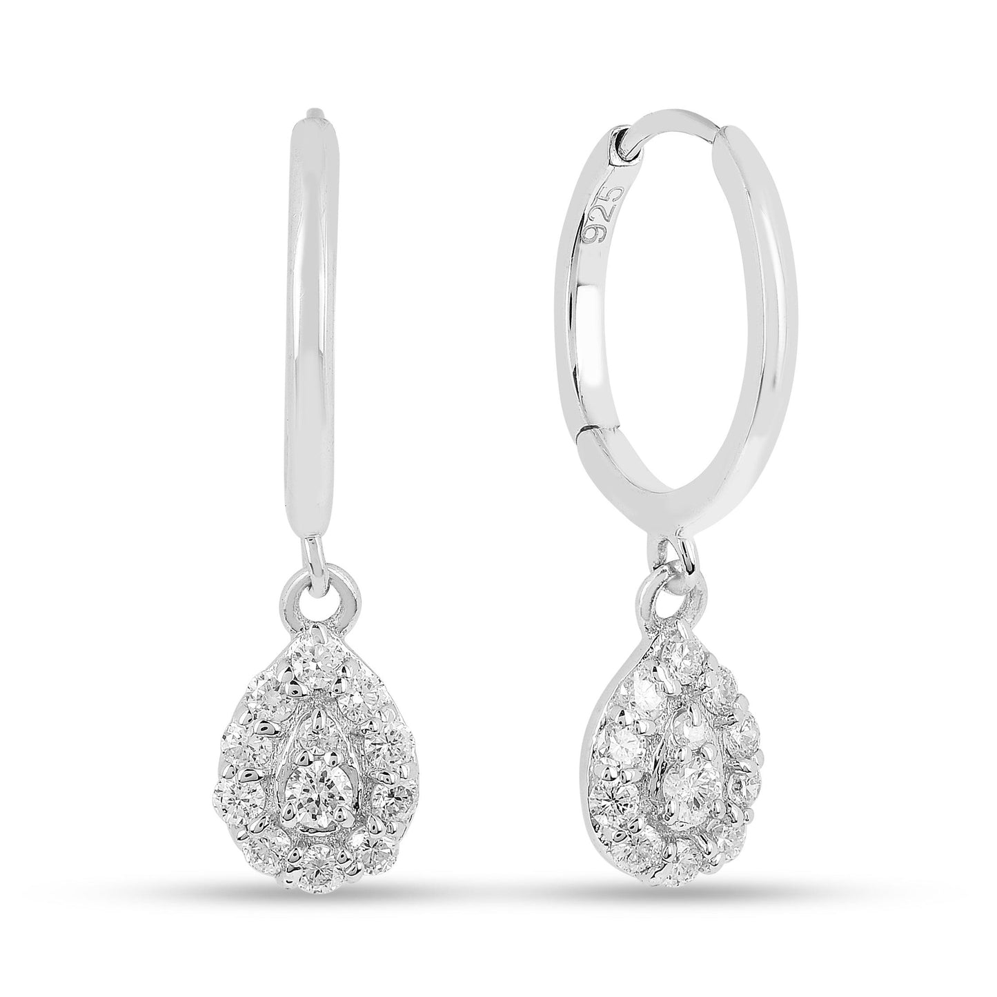 Lab Diamond TearDrop Hoop Earrings