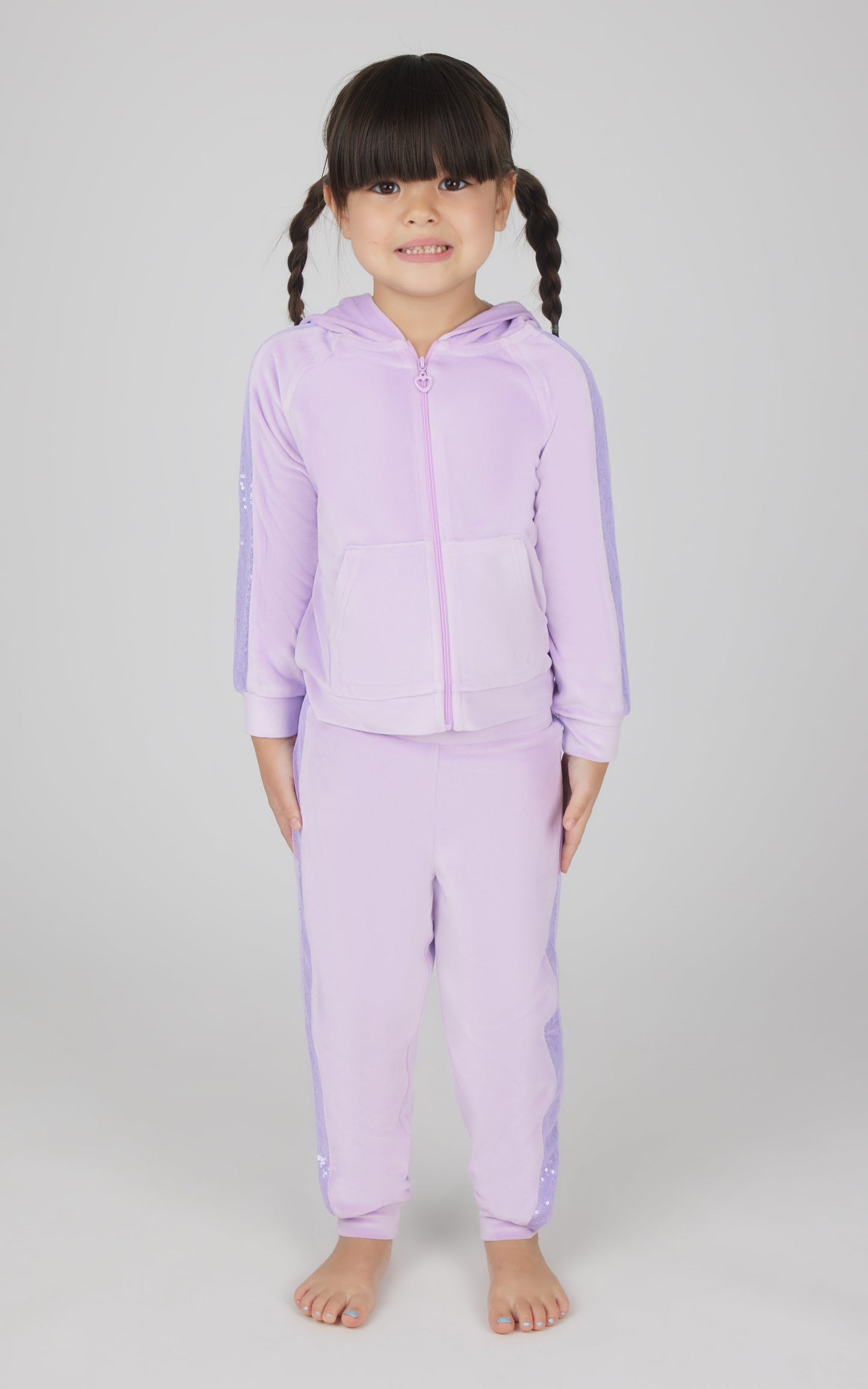 Toddler Girls 2 PC Velour Hoodie Jacket and Jogger