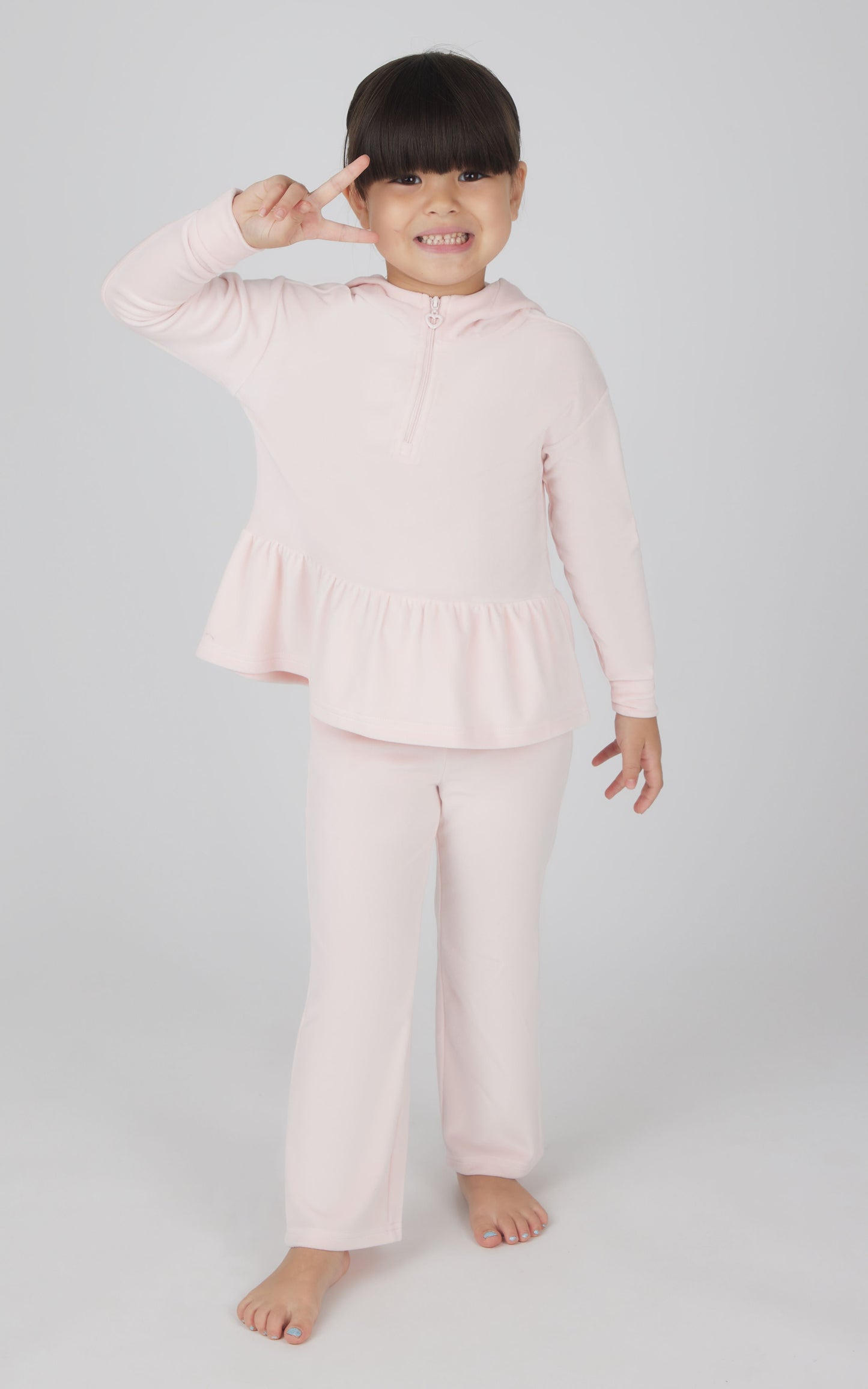 Toddler Girls Velour Hoodie Jacket & Flare Pant & Scrunchie Set
