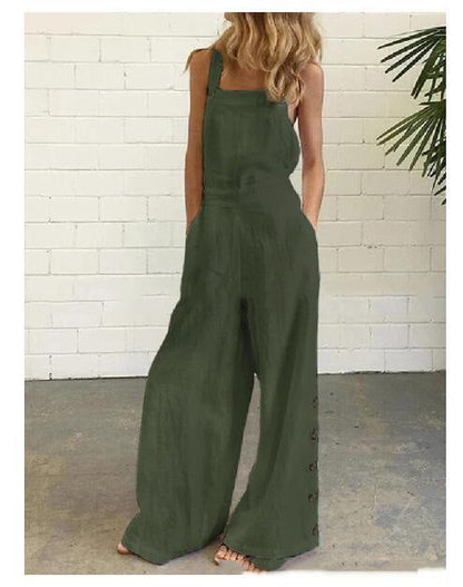 Women’s High-Waisted Sleeveless Denim Jumpsuit