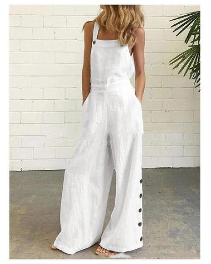 Women’s High-Waisted Sleeveless Denim Jumpsuit