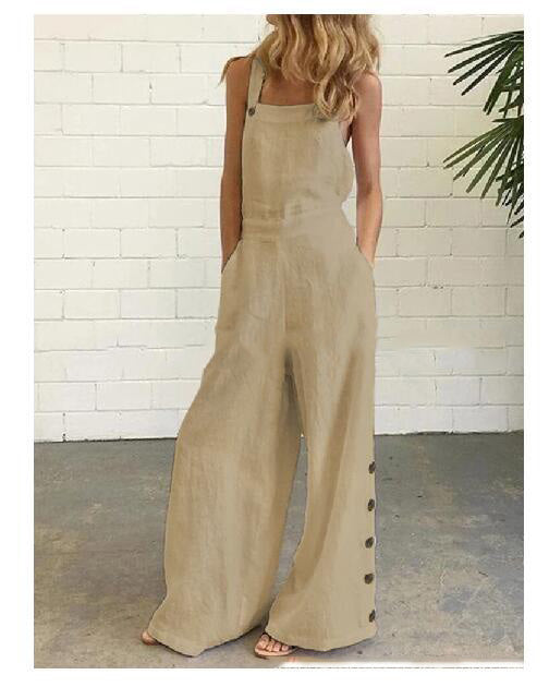Women’s High-Waisted Sleeveless Denim Jumpsuit