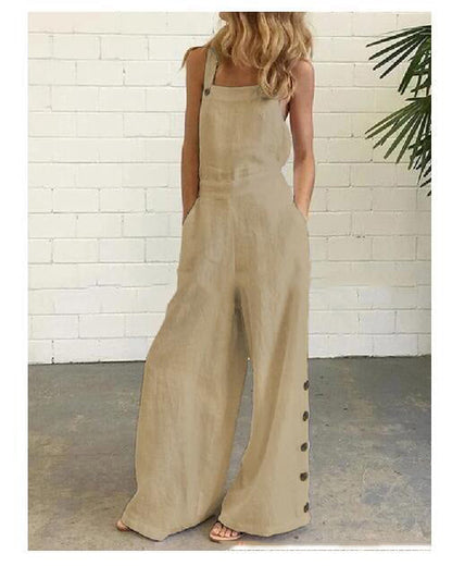 Women’s High-Waisted Sleeveless Denim Jumpsuit