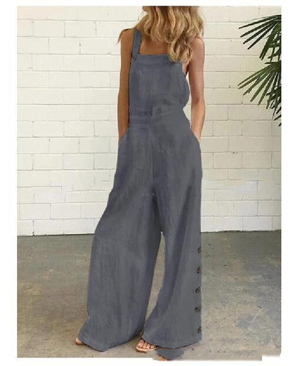 Women’s High-Waisted Sleeveless Denim Jumpsuit