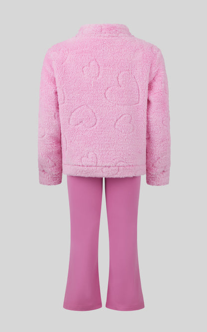 Toddler Girls 2 PC Jacquard Bomber Jacket and Flare Leg Pant