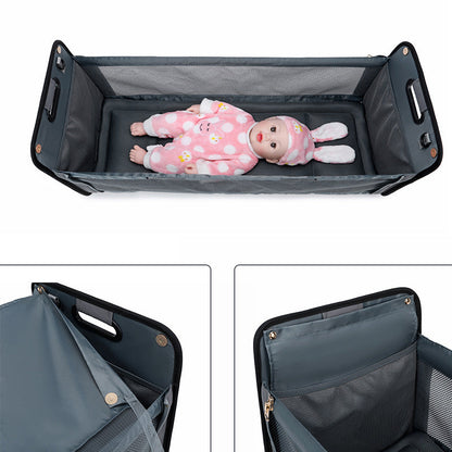 Portable Baby Diaper Bag – Folding Bed Shoulder Messenger Bag for Travel