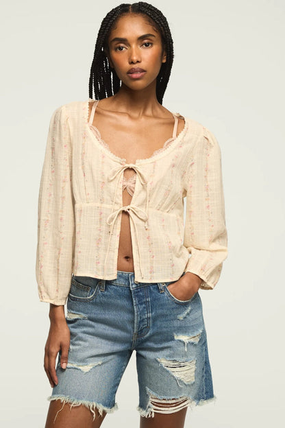 Lucky Brand Women's Festival Cutwork Flyaway Blouse