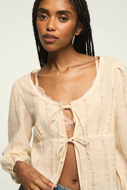Lucky Brand Women's Festival Cutwork Flyaway Blouse
