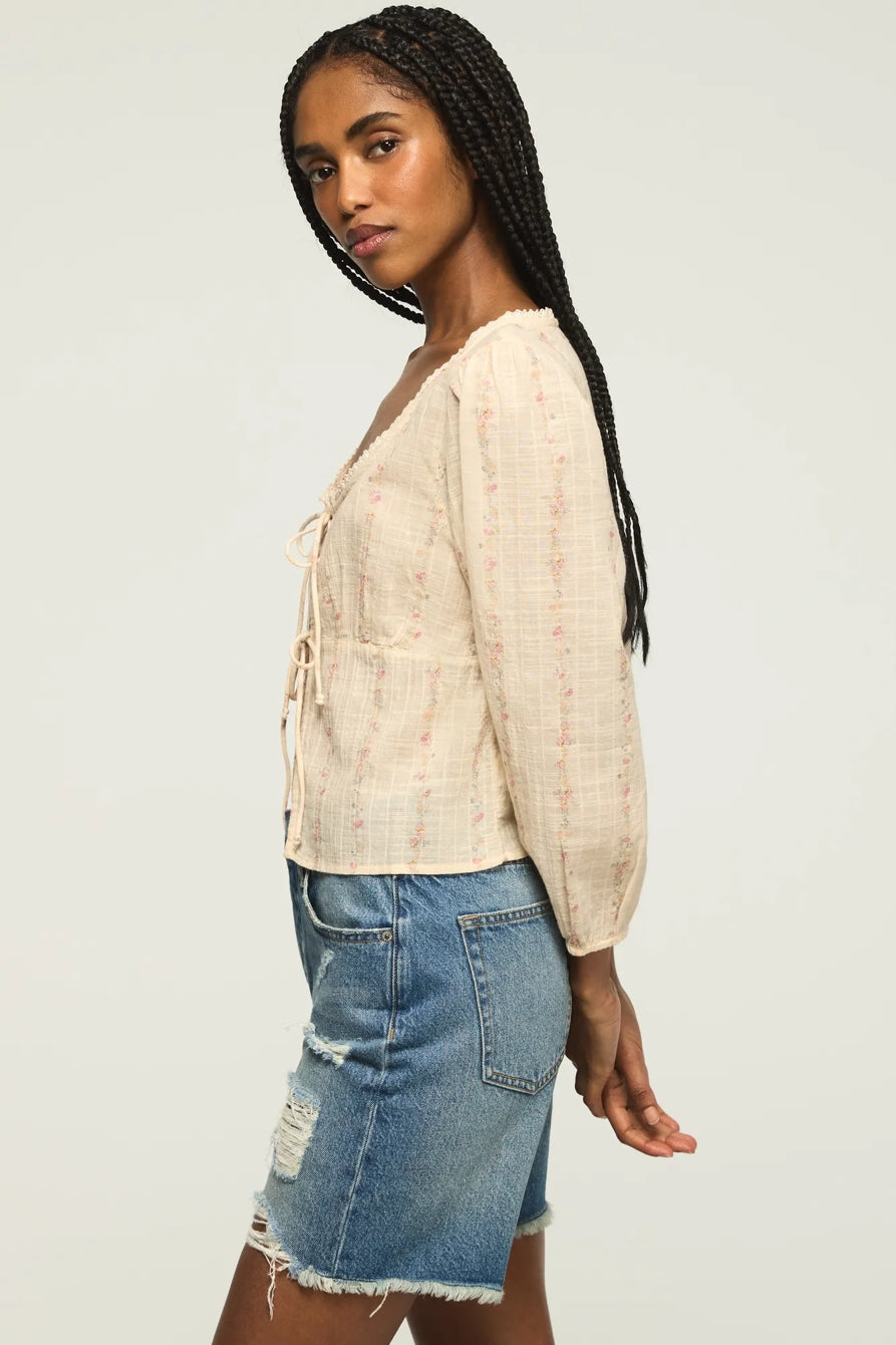 Lucky Brand Women's Festival Cutwork Flyaway Blouse
