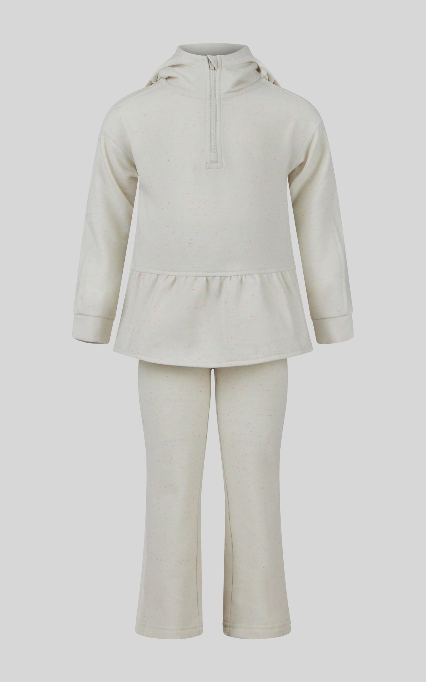 4-6X 3 PC Girls Confetti Half Zip Pullover + Flared Pant + Coin Purse Set