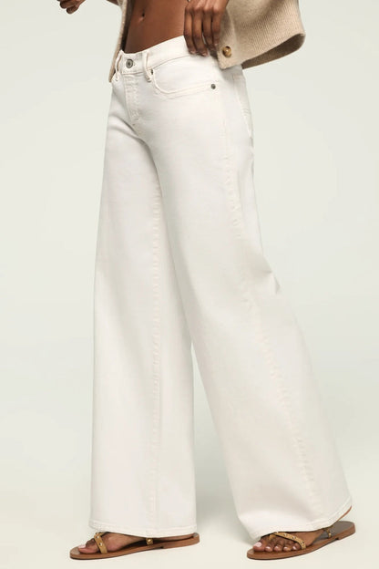 Lucky Brand Women's Mid Rise Sweet Wide Leg - White Lies Wash