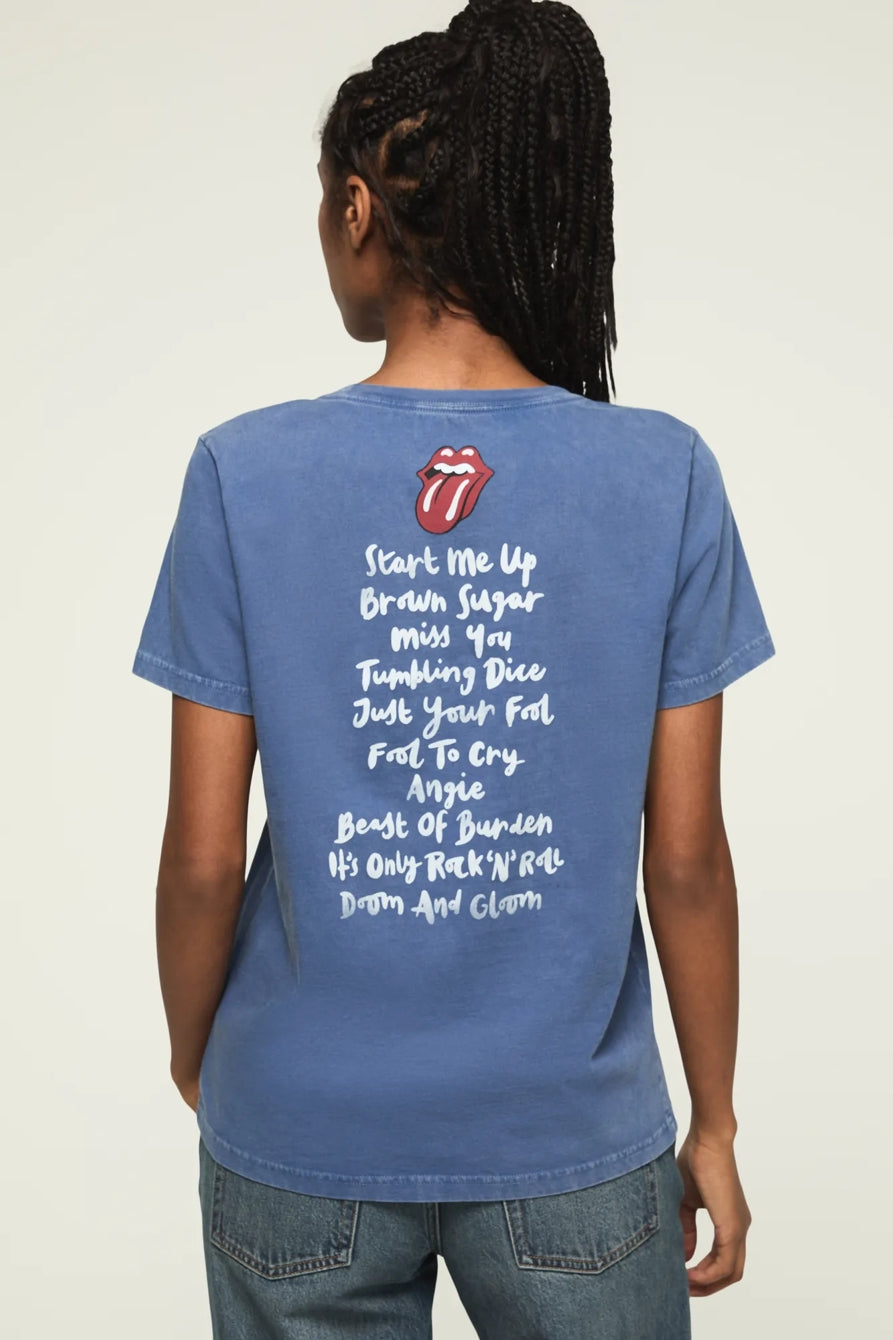 Lucky Brand Women's Rolling Stones Patch Classic Crew - True Navy