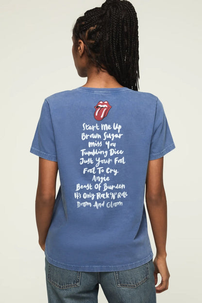 Lucky Brand Women's Rolling Stones Patch Classic Crew - True Navy