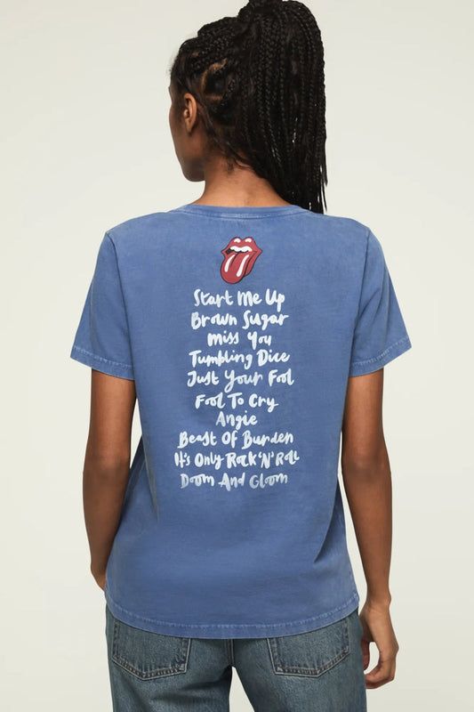 Lucky Brand Women's Rolling Stones Patch Classic Crew - True Navy