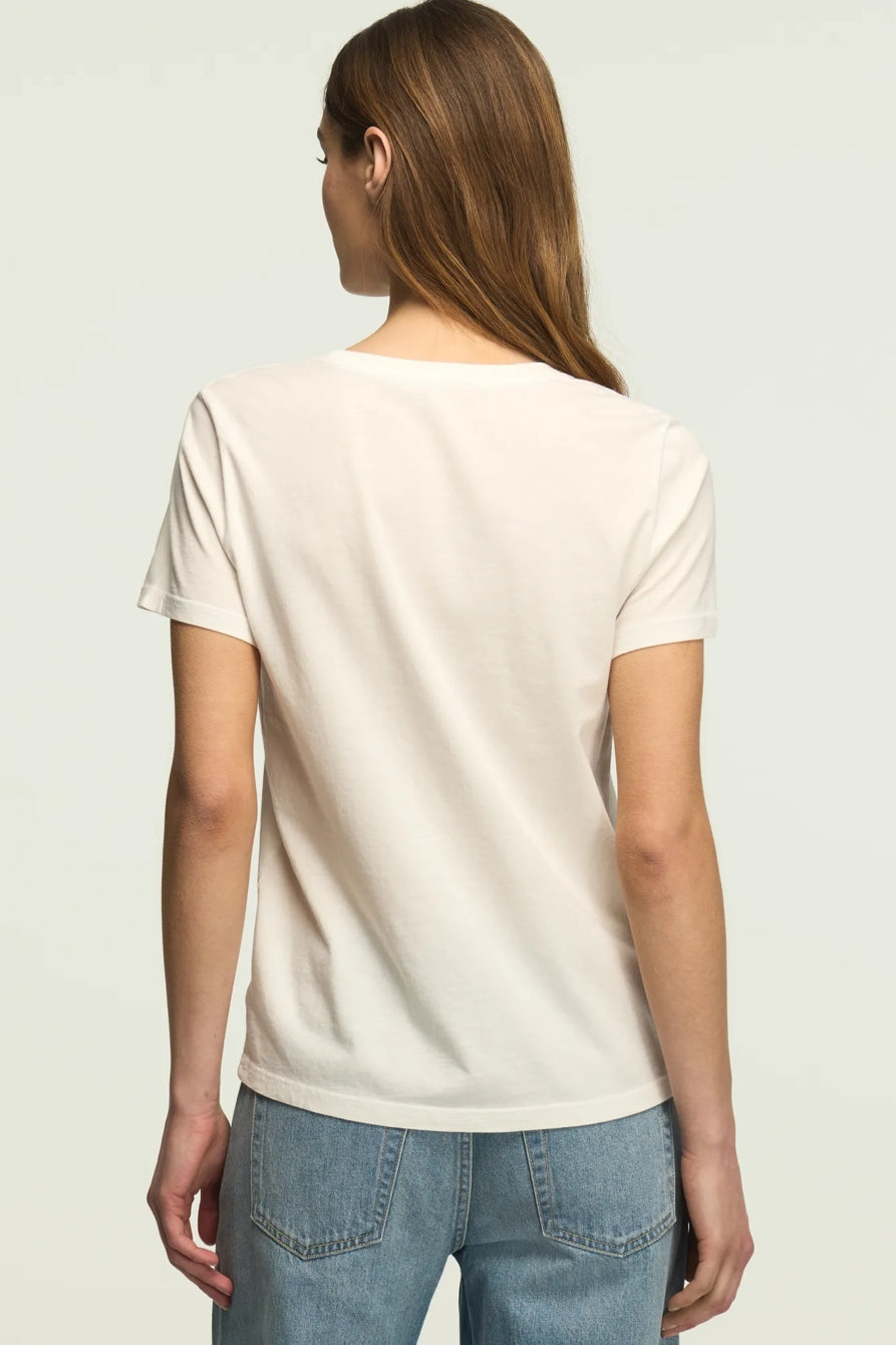 Lucky Brand Women's Floral Ornate Frame Classic Crew - Bright White