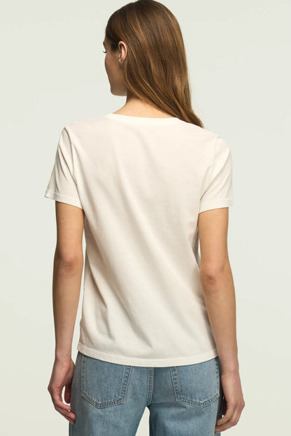 Lucky Brand Women's Floral Ornate Frame Classic Crew - Bright White