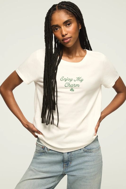 Lucky Brand Women's Enjoy My Charm Classic Crew - Gardenia