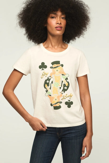 Lucky Brand Women's Stay Lucky Card Classic Crew - Gardenia