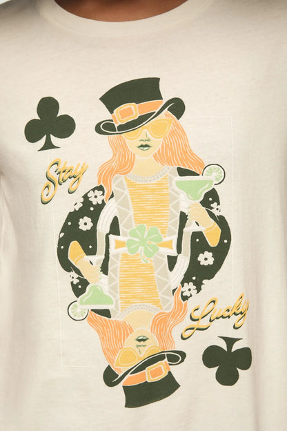 Lucky Brand Women's Stay Lucky Card Classic Crew - Gardenia