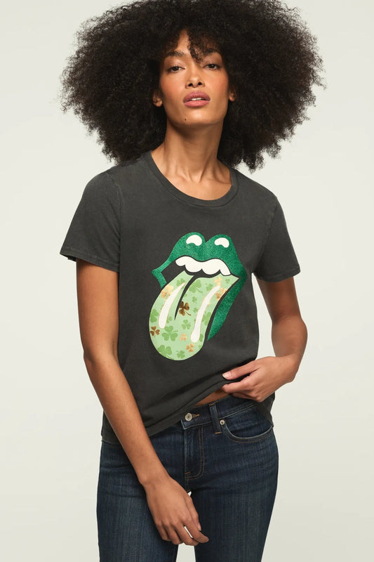 Lucky Brand Women's Rolling Stones Clover Lips Classic Crew