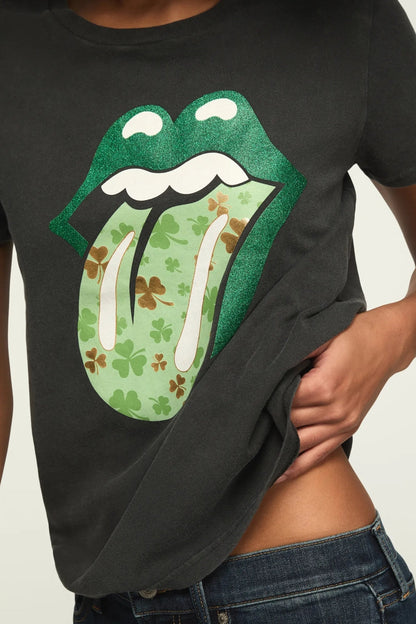 Lucky Brand Women's Rolling Stones Clover Lips Classic Crew