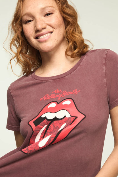 Lucky Brand Women's Rolling Stones Lace Lips Classic Crew