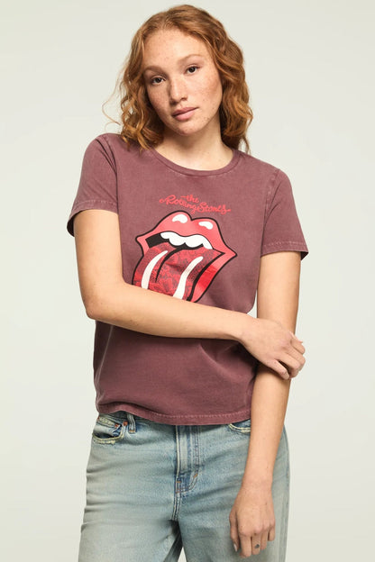 Lucky Brand Women's Rolling Stones Lace Lips Classic Crew