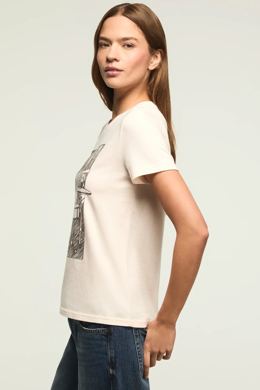 Lucky Brand Women's Drummer Queen Classic Crew - Vanilla Cream