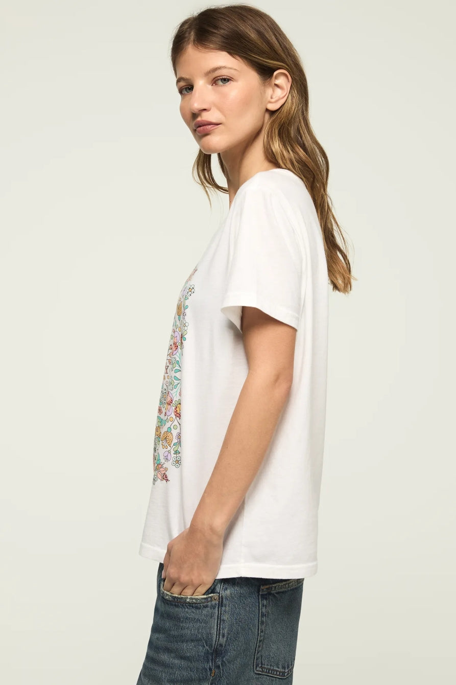 Lucky Brand Women's Floral Poster Embellished Classic Crew