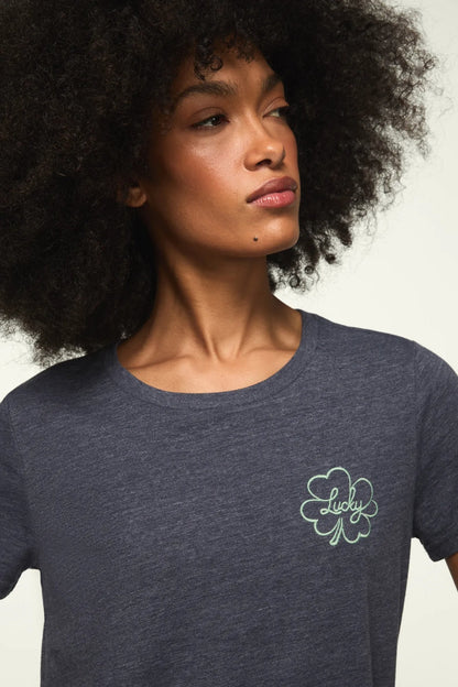 Lucky Brand Women's Lucky Clover Classic Crew - Odyssey Gray