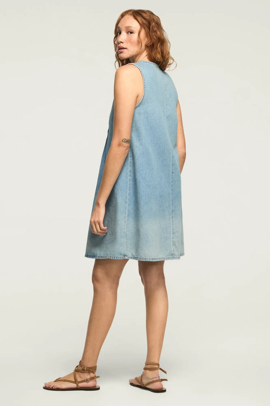 Lucky Brand Women's Pleated Denim Mini Dress