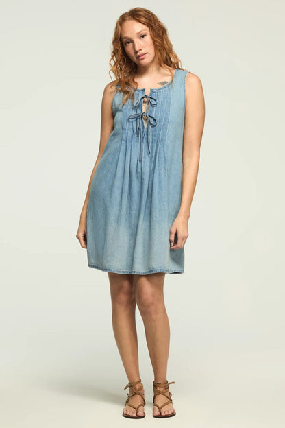 Lucky Brand Women's Pleated Denim Mini Dress - Nice Out Wash