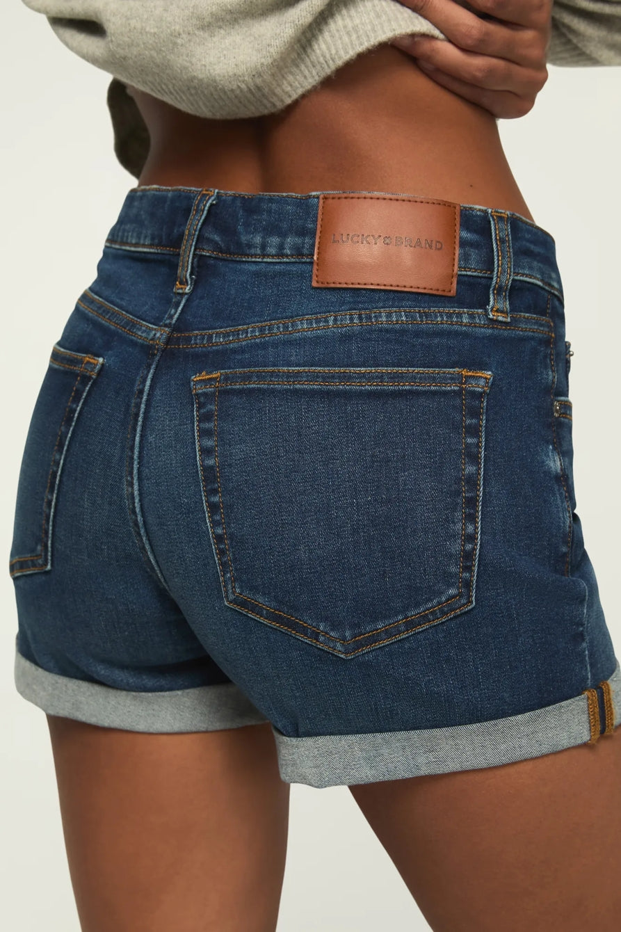 Lucky Brand Women's Mid Rise Ava Short - Night Cafe Rolled Wash