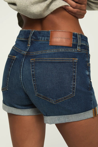 Lucky Brand Women's Mid Rise Ava Short - Night Cafe Rolled Wash