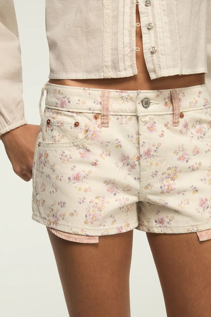 Lucky Brand Women's Mid Rise Festival Short - Boppin' Florals Wash