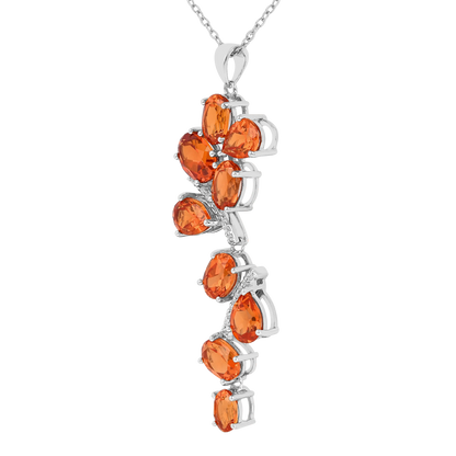 Peach Sapphire Leaf Pendant Necklace