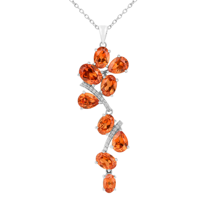 Peach Sapphire Leaf Pendant Necklace