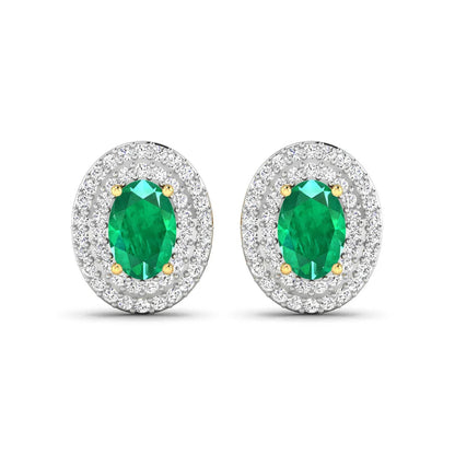 Genuine Zambian Emerald and Diamond Studs