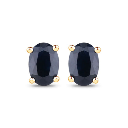 0.96 Ct Oval Blue Sapphire Prong 10K Gold Stud Earrings